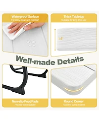 Outdoor Picnic Table with 4 Benches and Umbrella Hole