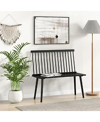 Gouun Entryway Bench for 2 with Spindle Back for Kitchen Dining Room Hallway