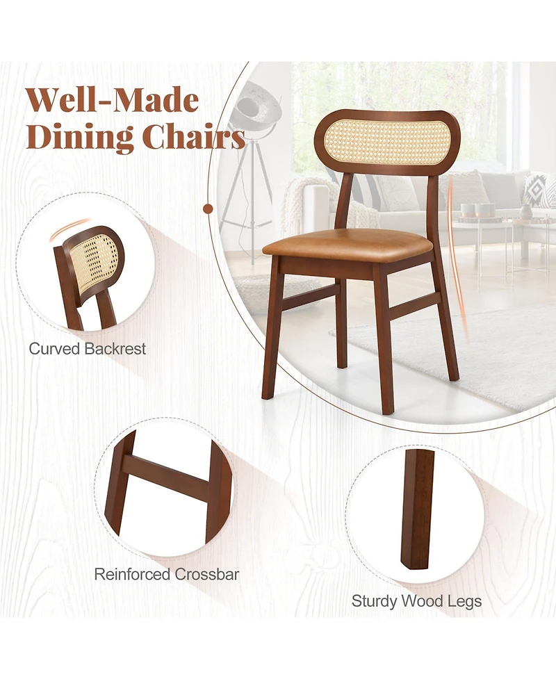 Gouun Indoor Mid Century Wood Dining Chairs Set of 2 for Dining Room