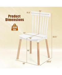 Gouun Set of 4 Windsor Dining Chairs with Spindle Backs and Curved Seats