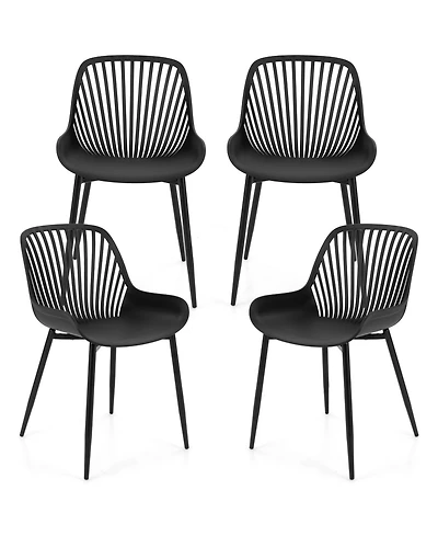 Gouun Modern Kitchen Chairs with Metal Legs Cutout Backrest Curved Seat for Dining Room Home Office