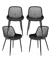 Gouun Modern Kitchen Chairs with Metal Legs Cutout Backrest Curved Seat for Dining Room Home Office