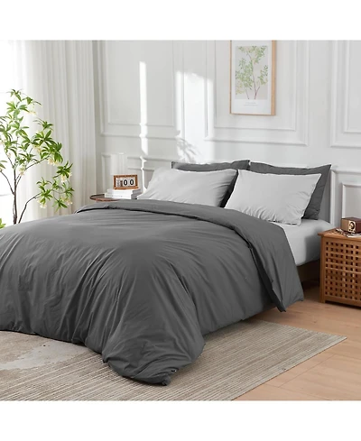 Doz by Sijo Doz 100% Long Staple Percale Cotton Duvet Cover Set, Hotel Cool Crisp, Breathable, Durable