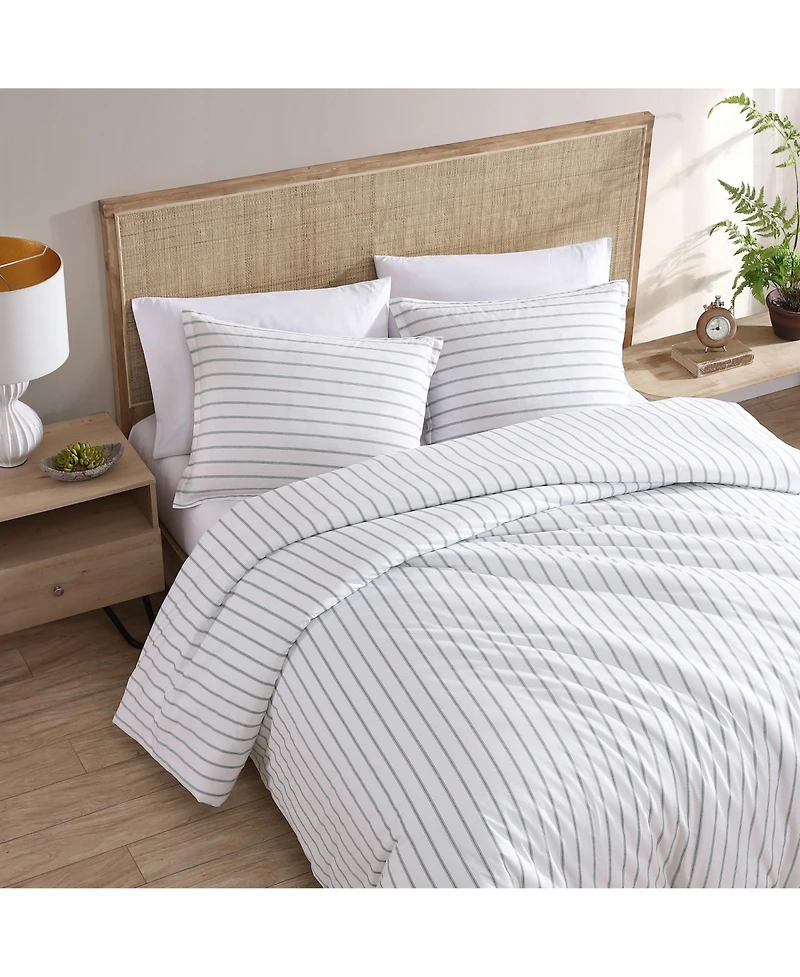Stone Cottage Trenton Stripe Cotton Green 3 Piece Duvet Cover Set-King