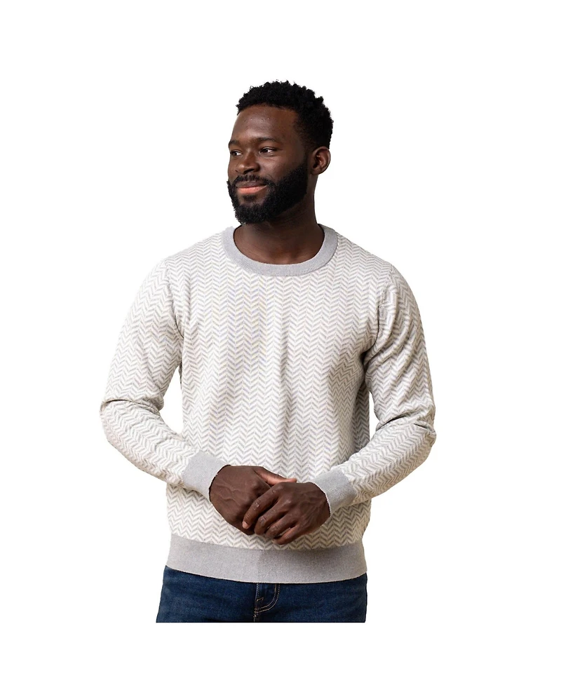 Hope & Henry Men's Crew Neck Intarsia Sweater
