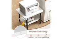 Under Desk Printer Stand with 360° Swivel Casters and Storage Shelves