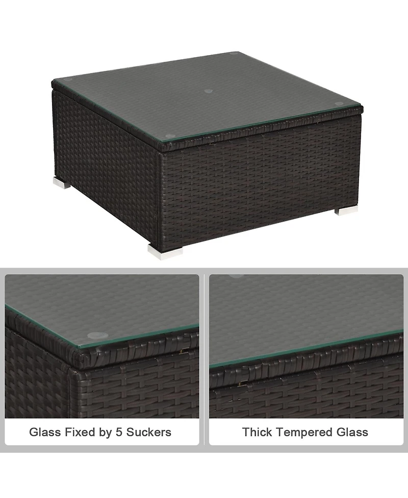 6 Pieces Outdoor Patio Rattan Furniture Set Sofa Ottoman