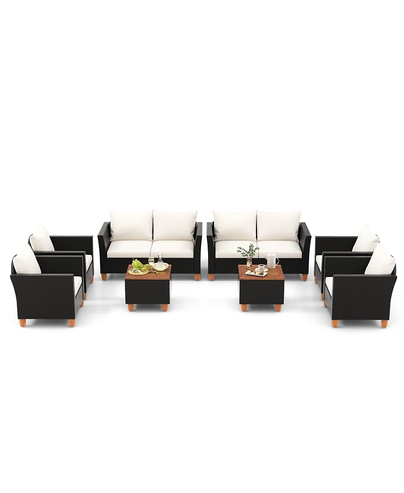 4 Pieces Outdoor Conversation Set with Storage Coffee Table