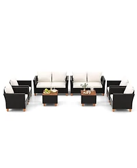 4 Pieces Outdoor Conversation Set with Storage Coffee Table