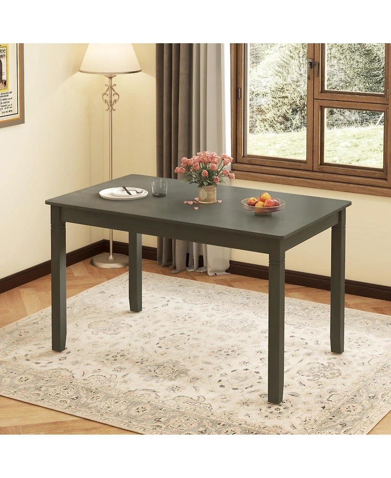 Gouun 48-Inch Wooden Dining Table for 4 People Rectangular Kitchen Table with Rubber Wood Legs