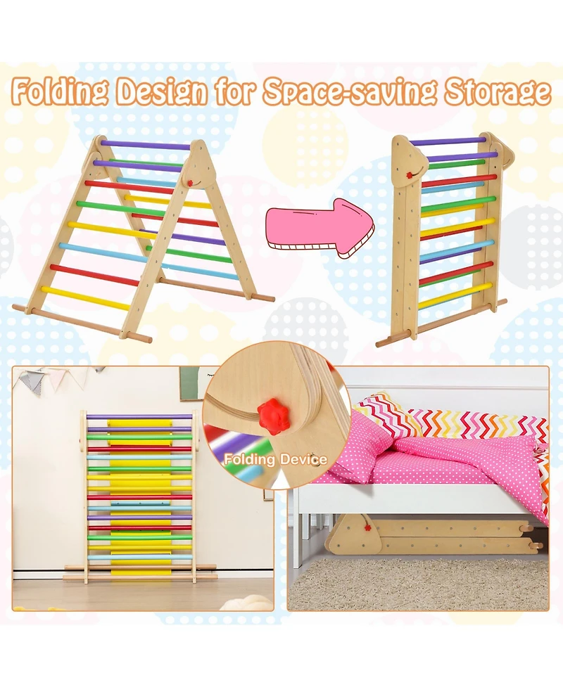 Gouun Kids Climbing Triangle Set with Adjustable and Reversible Ramp