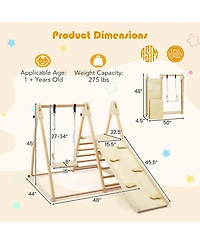 Gouun 5-in-1 Indoor Jungle Gym Foldable Climber Playset with Fun Slide and Adjustable Swing