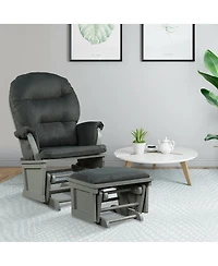 Gouun Wood Baby Glider and Ottoman Cushion Set with Padded Armrests for Nursing