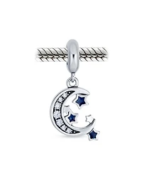 Bling Jewelry Crescent Moon Star Dangle Charm Bead Sterling Silver Bracelet