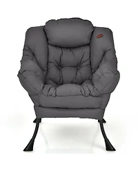 Gouun Modern Polyester Fabric Lazy Chair with Steel Frame and Side Pocket