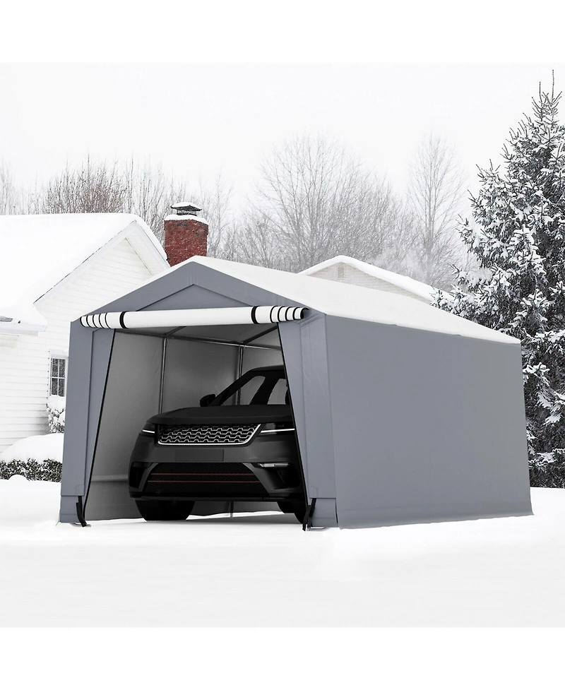 10 x 16 Feet Outdoor Heavy-Duty Carport with 2 Doors-10 x 16 ft