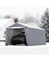 10 x 16 Feet Outdoor Heavy-Duty Carport with 2 Doors-10 x 16 ft
