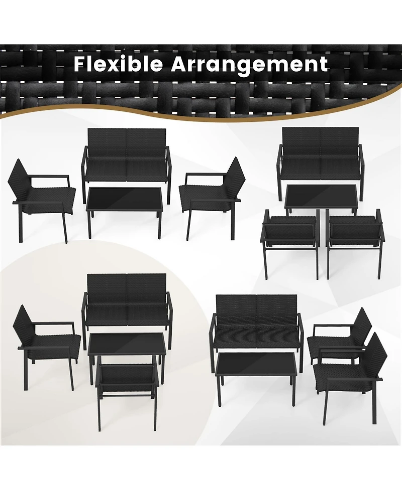Gouun 4 Pieces Patio Furniture Set with Heavy Duty Galvanized Metal Frame