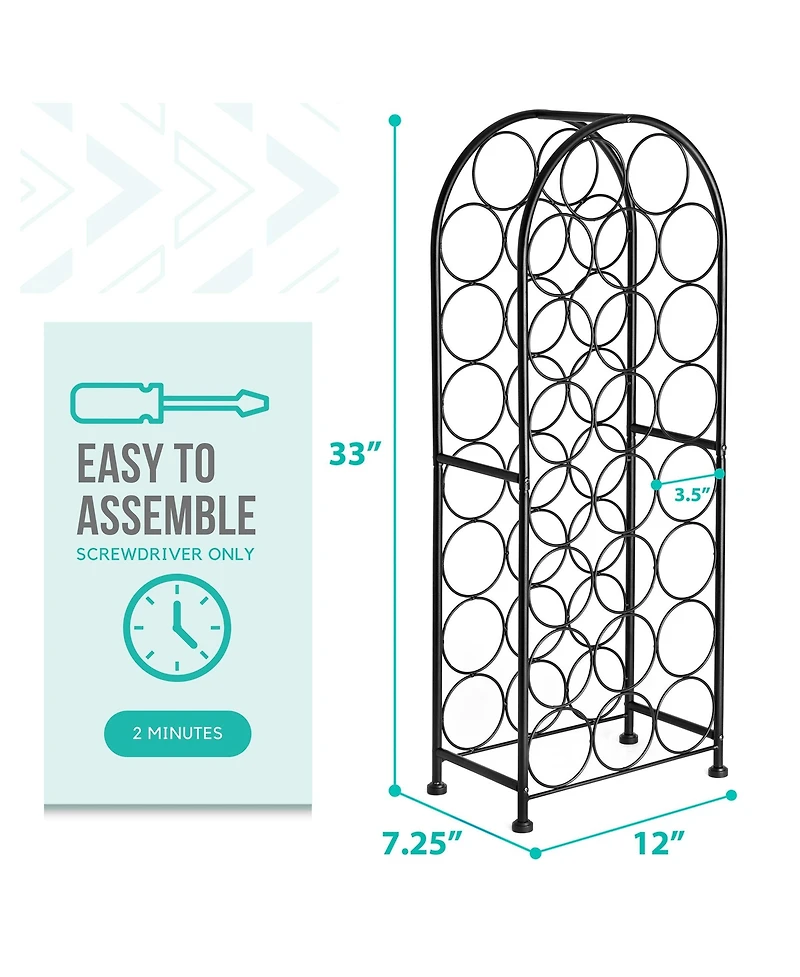 Sorbus 23-Bottle Bordeaux Chateau Wine Rack - Elegant Storage, Timeless Style, Optimal Freshness for Your Wine Collection (Black)