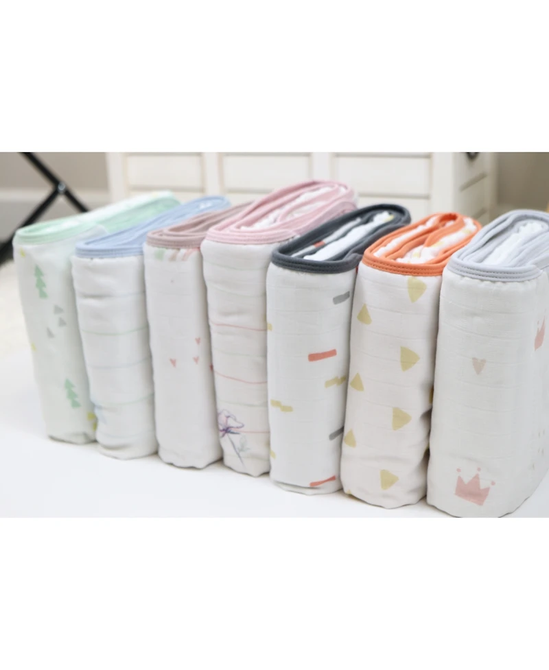 GooseWaddle Toddler Triangles and Mint Oversized Bamboo Muslin Quilted Blanket