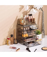 Sorbus 2 Piece Acrylic Makeup and Jewelry Storage Organizer Case (6 Drawers Lipstick Tray