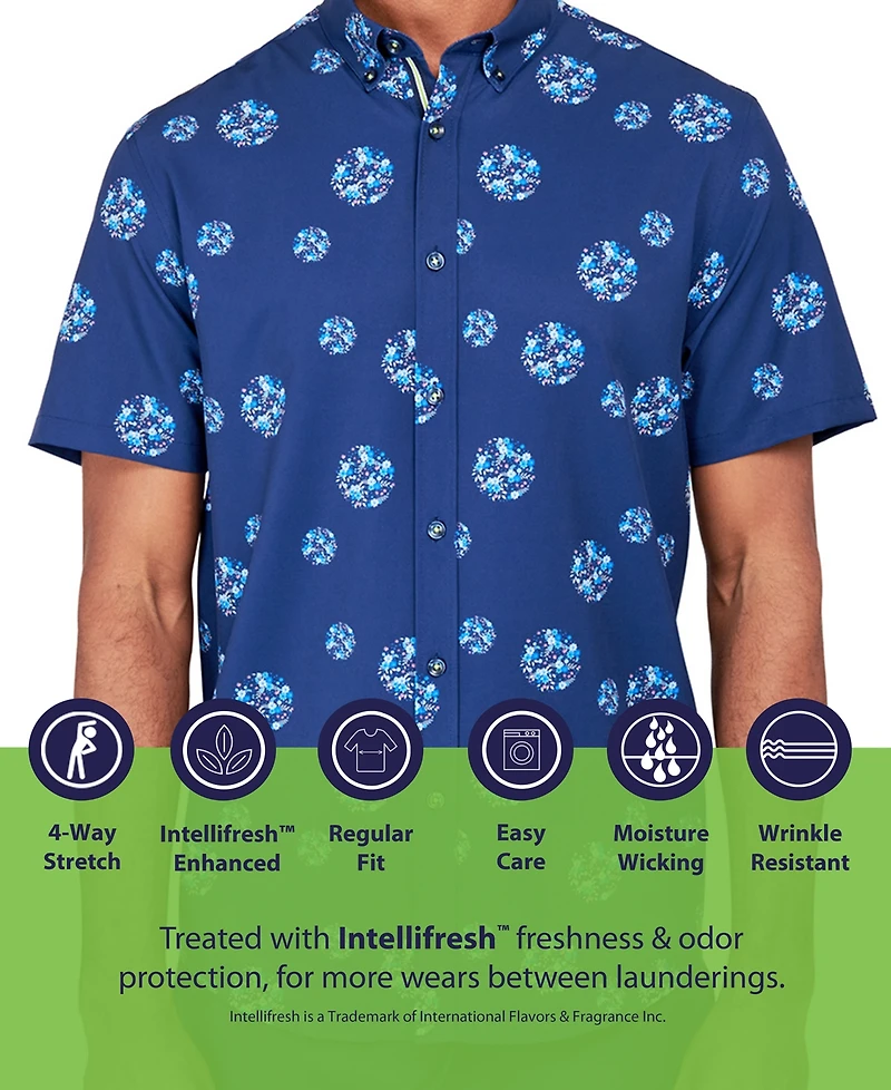 Society of Threads Men's Regular Fit Non-Iron Performance Stretch Solid Button-Down Shirt