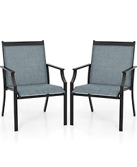 Gymax Set of 2 Patio Dining Chairs Outdoor Armchairs w/ Sturdy Metal Frame