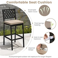 Gymax 4 Pcs Outdoor Bar Stools 27 Counter Height Barstools w/ Removable Cushions