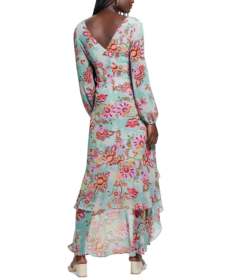 Guess Women's Shelia V-Neck Long-Sleeve High-Low Dress