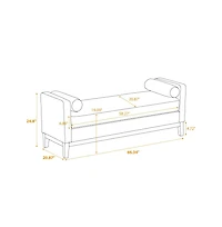 66" Upholstered Bench Daybed Ottoman with Wood Legs for Bedroom, Living Room, Entryway-The Pop Home