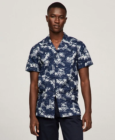 Tommy Hilfiger Men's Printed Short Sleeve Flex Poplin Shirt