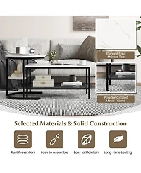 Gouun Set of 2 Nesting Table with Extra Storage Shelf for Living Room