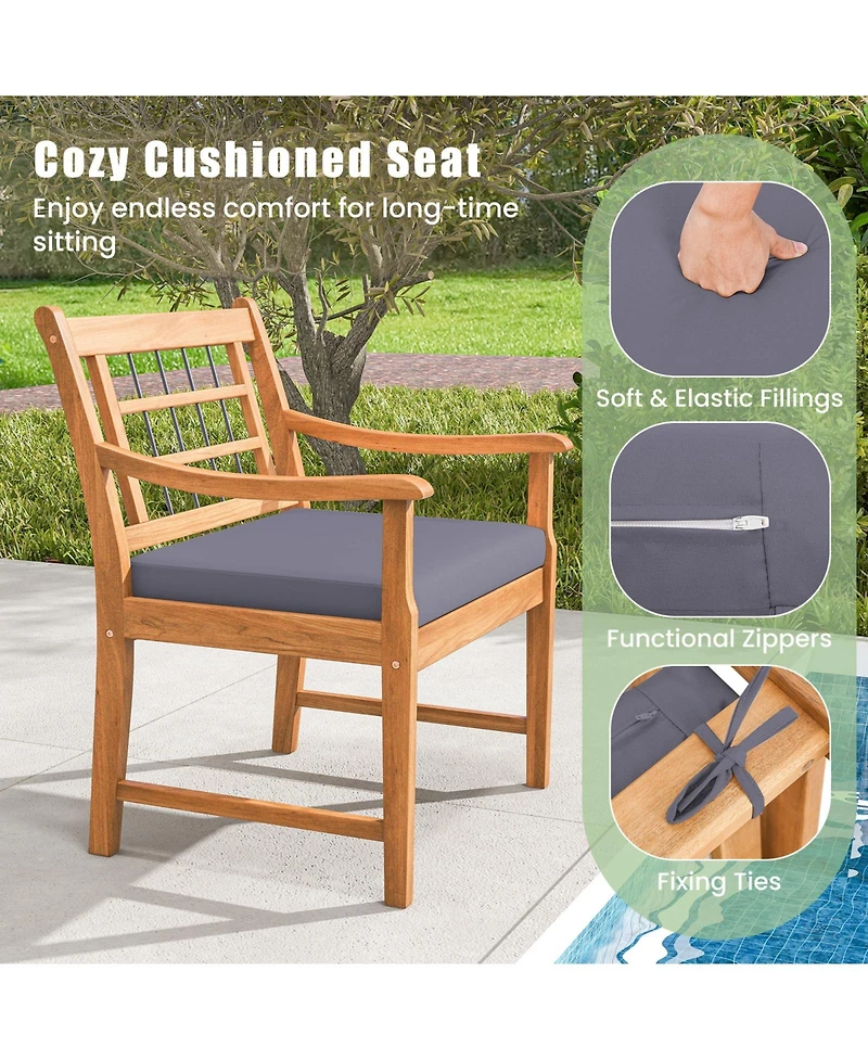 Gouun 3 Piece Wood Patio Furniture Set with Seat Cushions and Acacia Wood Frame