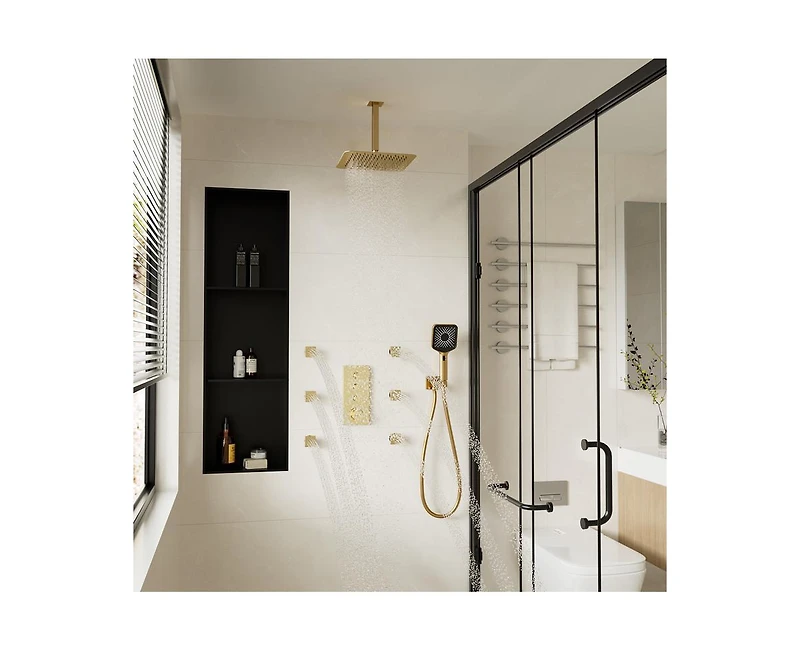 Casainc 3 Functions 12 Inch Ceiling Mounted Thermostatic Shower System