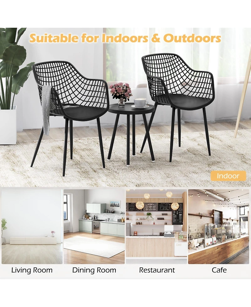 Gouun 3 Piece Patio Chair Set with Pp Seat and Tabletop for Porch