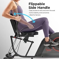 Sunny Health & Fitness Smart Corezy Recumbent Bike + Resistance Bands, 300LB with Free SunnyFit App Via Bluetooth