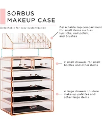 Sorbus 2 Piece Acrylic Makeup and Jewelry Storage Organizer Case (6 Drawers Lipstick Tray