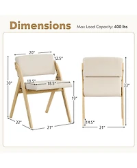 Gouun Set of 2 Folding Kitchen Dining Chairs with Rubber Wood Legs