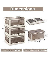Gouun 3-Pack Stackable Storage Bins with Lids with 5 Opening Ways-8 Gal