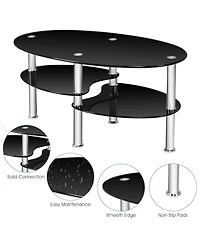Gouun Tempered Glass Oval Side Table
