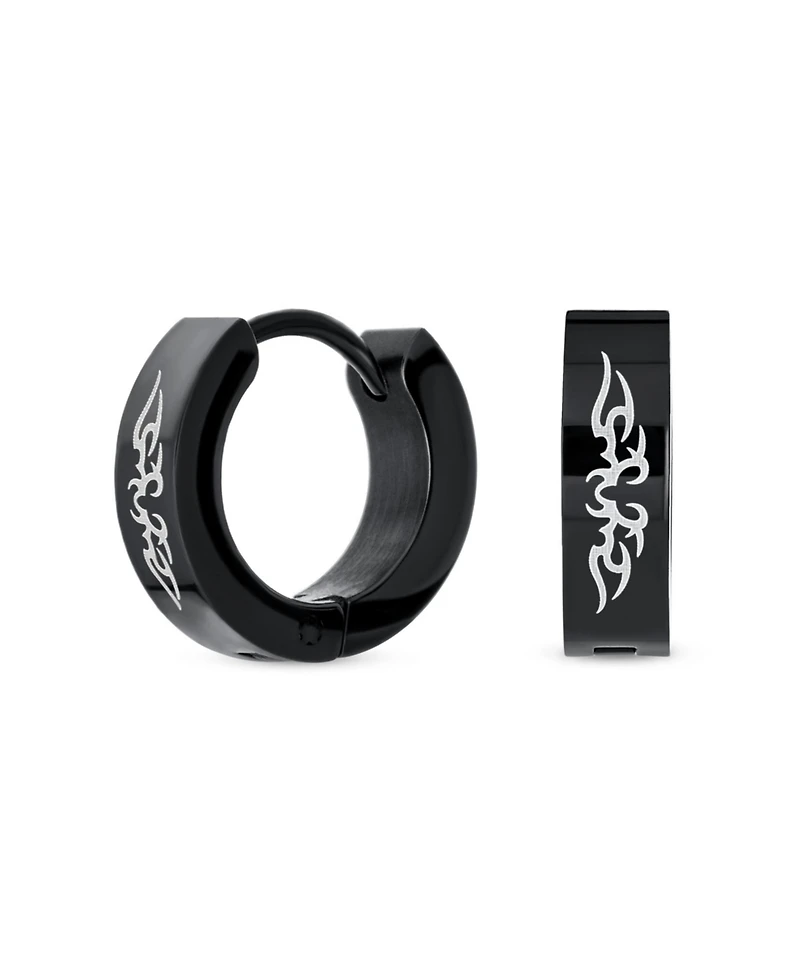 Bling Jewelry Biker Jewelry Small Spiritual Guardian Angel Wings Huggie Hoop Kpop Earrings Or Stainless Steel