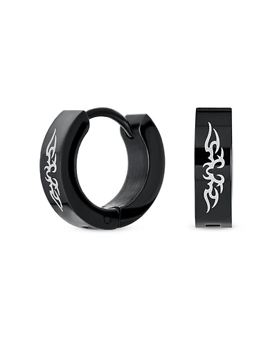 Bling Jewelry Biker Jewelry Small Spiritual Guardian Angel Wings Huggie Hoop Kpop Earrings Or Stainless Steel