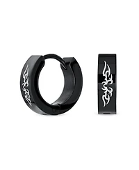 Bling Jewelry Biker Jewelry Small Spiritual Guardian Angel Wings Huggie Hoop Kpop Earrings Or Stainless Steel
