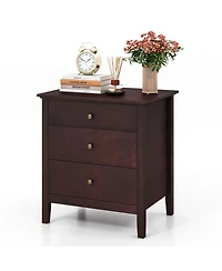 Gouun 3 Drawers Nightstand Beside End Side Table Accent Table