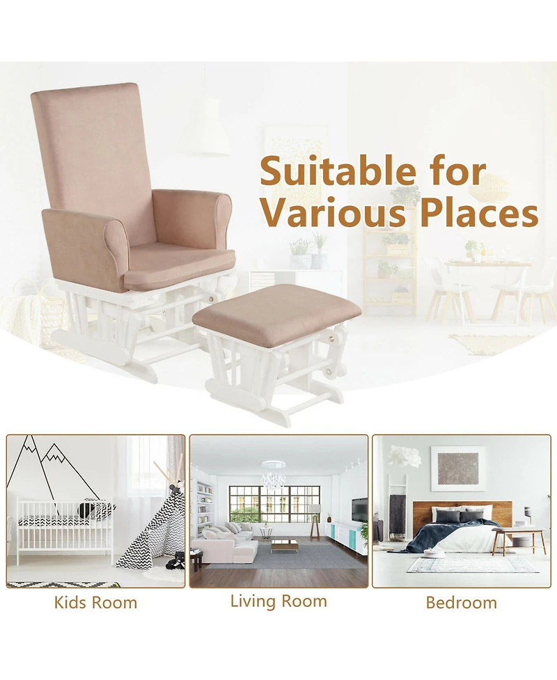 Gouun Baby Nursery Relax Rocker Rocking Chair Glider and Ottoman Cushion Set