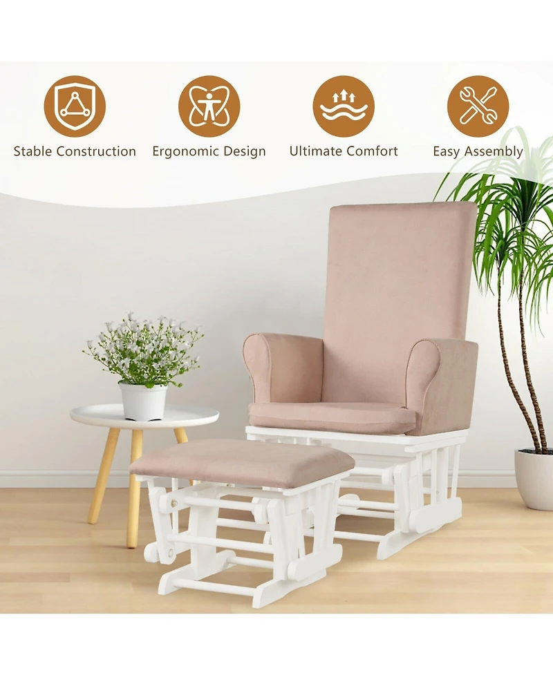 Gouun Baby Nursery Relax Rocker Rocking Chair Glider and Ottoman Cushion Set