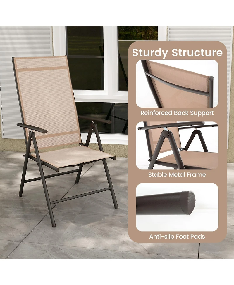 Gouun 1 Piece Patio Folding Dining Chairs with 7-Level Adjustable High Backrest