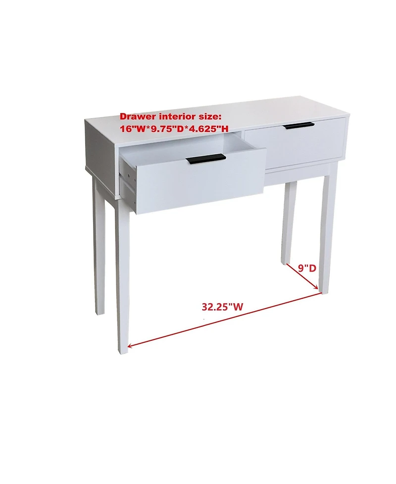 Kings Brand Furniture Atmore Modern Console Sofa Entry Table with 2 Storage Drawers, White