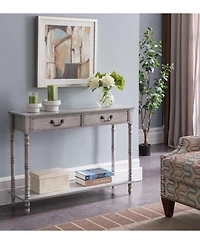 Kings Brand Furniture – 2 Drawer Wooden Hall Console Sofa Table, Washed Oak Finish