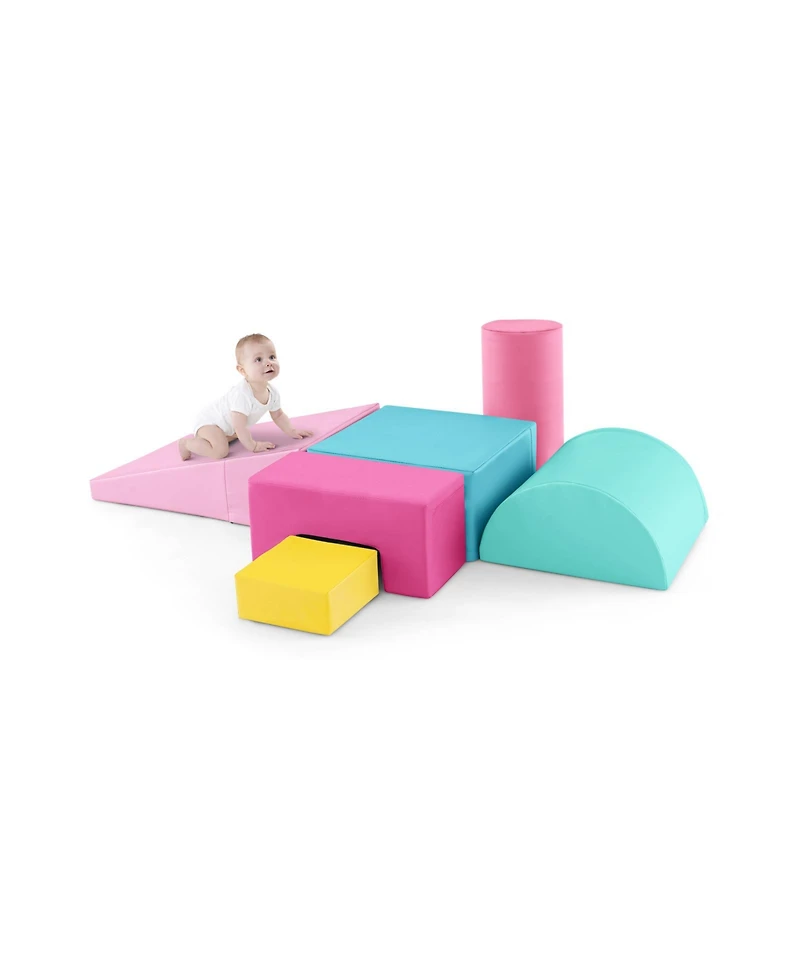Gouun 6 Pieces Foam Climbing Blocks Indoor Climb and Crawl Activity Playset with Rectangles